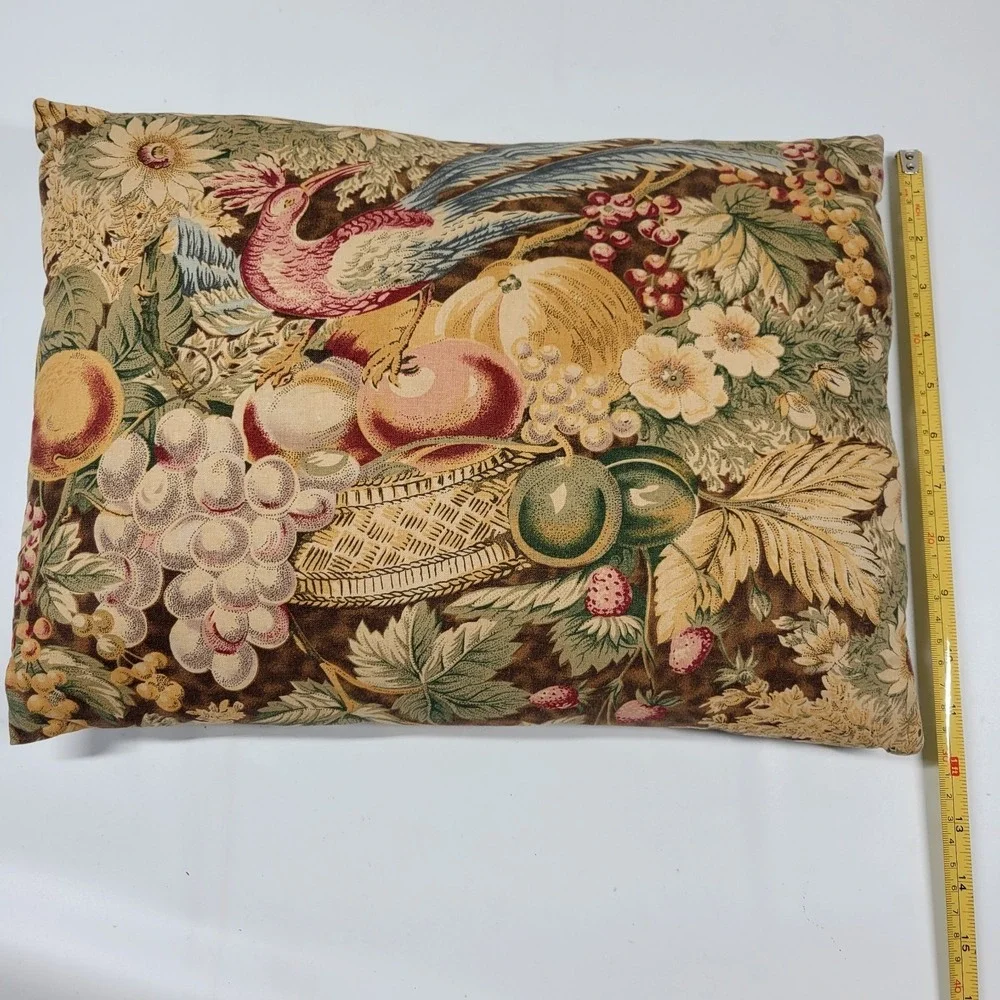 Sharon Kossler Bakerbird Cotton Peacock Fruit  Accent Pillow French Country